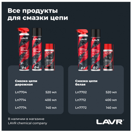 ЛАВР МОТО Смазка для цепи мотоцикла Спортивная 520 мл