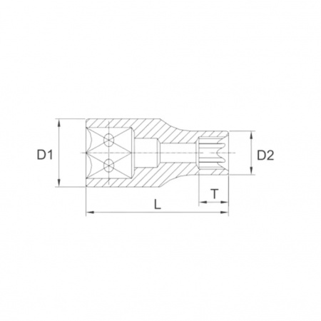 Licota Головка торцевая 1/4" (6,35 мм), E8, E-профиль, длина 25 мм
