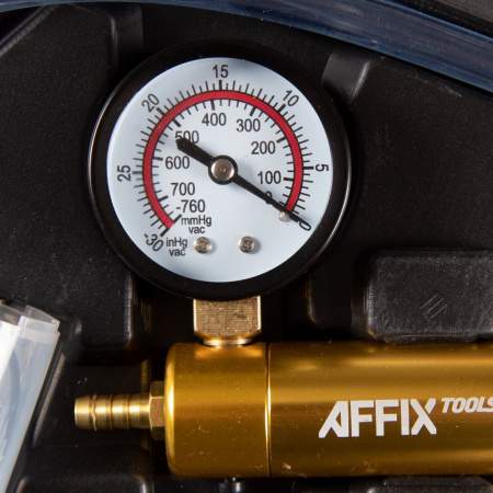 AFFIX Вакуумметр, от -1 до 0 бар, комплект адаптеров, кейс, 15 предметов