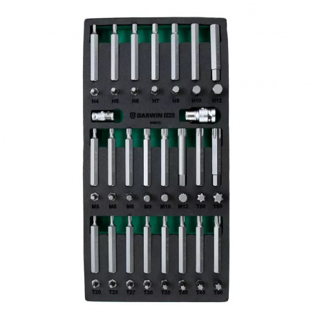 GARWIN PRO Набор бит 10 мм, Torx, Spline, Hex, 48 пр. в ложементе EVA
