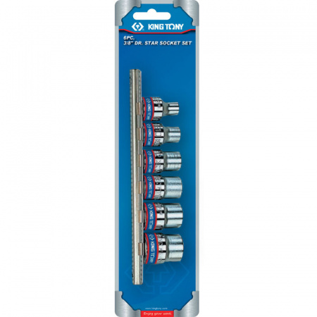 KING TONY Набор торцевых головок 3/8", TORX Е-стандарт, Е8-Е18, 6 предметов