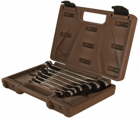 OMBRA Набор ключей гаечных комбинированных трещоточных SNAP GEAR, 8-19 мм, 7 предметов