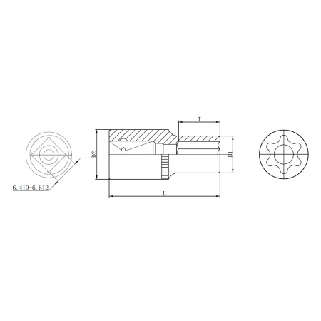 Thorvik Головка торцевая 1/2"DR, внешний TORX®, Е22