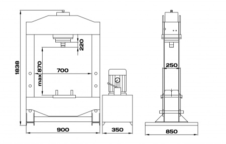 KraftWell KRWPR50E Пресс 50 т. c электроприводом