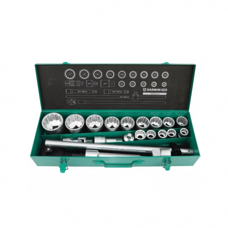GARWIN PRO Набор торцевых головок 3/4" 12 гр., 19-55 мм, 21 предмет