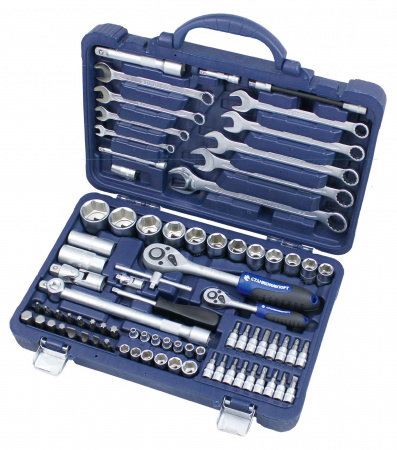СТАНКОИМПОРТ Набор инструмента 1/2", 1/4", ключи, головки, трещотка, 82 предмета