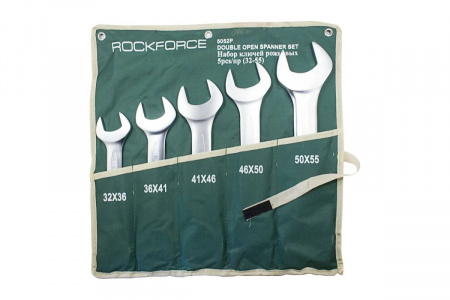 ROCKFORCE Набор ключей рожковых 5пр. (32x36,36x41,41x46,46x50,50x55мм), на полотне 