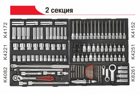JTC Тележка инструментальная 8 секций (JTC-5641) с набором инструментов 496 предметов 