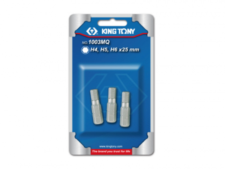 KING TONY Набор вставок (бит) 1/4", HEX, 4, 5, 6 мм, 3 предмета