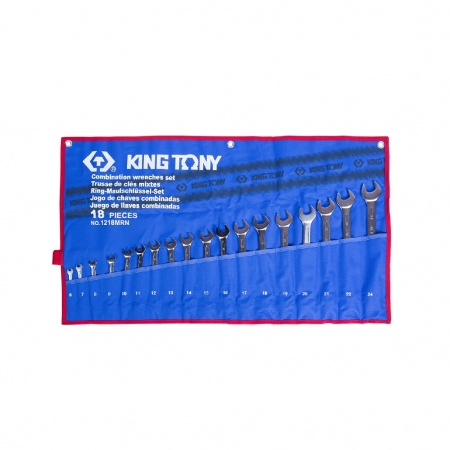 KING TONY Набор комбинированных ключей, 6-24 мм чехол из теторона, 18 предметов