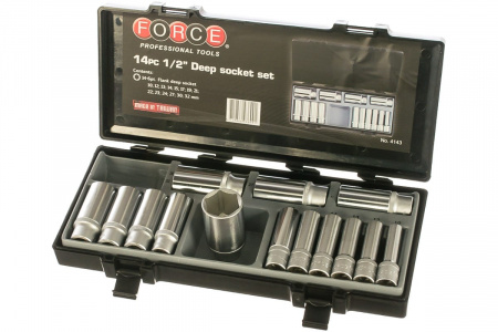 FORCE Набор торцевых головок 1/2"DR 6-гранных глубоких,14 пр.