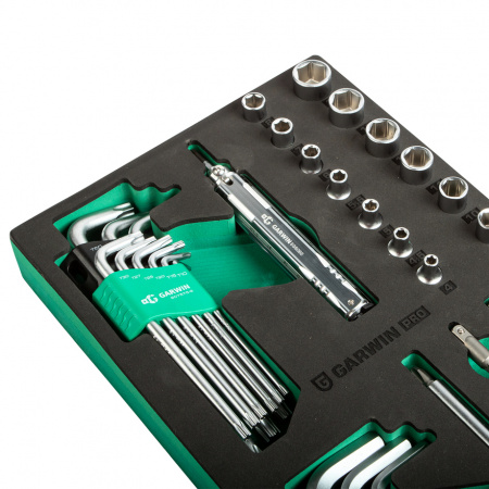 GARWIN PRO Набор отверток, головок 1/4", Г-образных ключей HEX, TORX с отв., 21 пр. в ложементе EVA