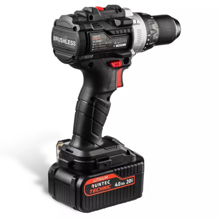 RUNTEC TECHNIC Дрель-шуруповерт ударная аккумуляторная 13мм 20В 100Нм 1800об/мин 23400уд/мин 2*4Ач