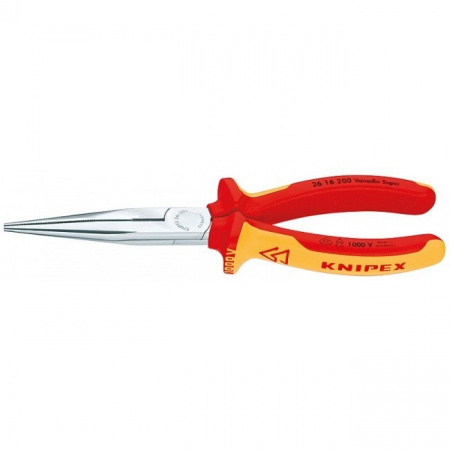 Knipex Длинногубцы с режущими кромками VDE, 200 мм, хром, 2-комп диэлектрические ручки