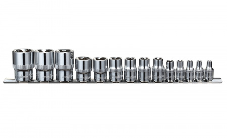 OMBRA Набор головок торцевых 1/4", 3/8", 1/2"DR на держателе, внешний TORX®, E4-E24, 14 предметов