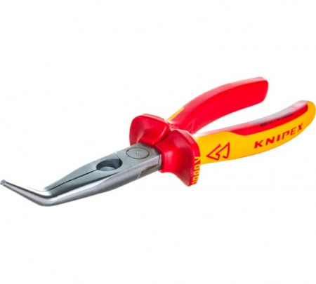 Knipex Длинногубцы с режущими кромками VDE, губки 40°, 200 мм, хром, 2-комп диэлектрические ручки