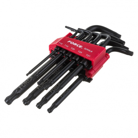 FORCE Набор ключей TORX Г-образных удлиненных с шаром T10-T50 9 предметов