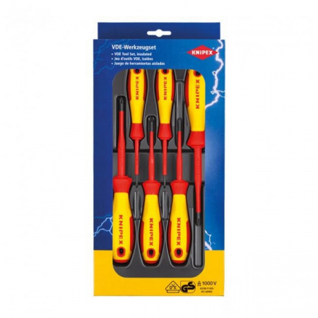 Knipex Набор отвёрток VDE диэл-ческих, с узким концом, 6 пр., SL2.5/4, PlusMinus: PH/S 1/2, PZ/S 1/2