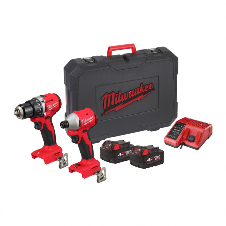 MILWAUKEE Набор M18 BLCPP2A-402C Ударная дрель-шуруповерт M18BLPDRC-0 и винтоверт M18BLIDR-0, АКБ и 