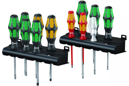 WERA Kraftform XXL набор отвёрток + 2 подставки, 12 пр., индикатор напряжения