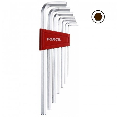 FORCE Набор ключей шестигранных 3/32"-3/8" Г-образных удлиненных 7 пр. на держателе