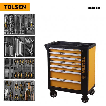 TOLSEN Набор инструментов "BOXER" в черной тележке, 157 предметов