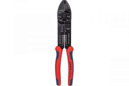 Knipex Пресс-клещи, 3 гнезда, изол. кабельные наконечники и соединители 0.5-6.0 мм², неизол. открыты