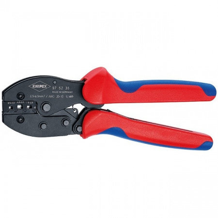 Knipex PreciForce Пресс-клещи, 3 гнезда, штекеры открытые неизолированные 4.8/6.3 мм, 0.5-6.0 мм², д