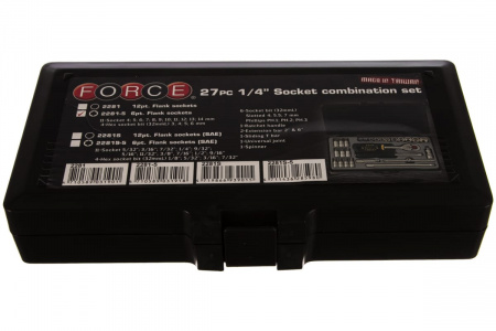 FORCE Набор торцевых головок 1/4"DR 6-гранных, 28 пр.