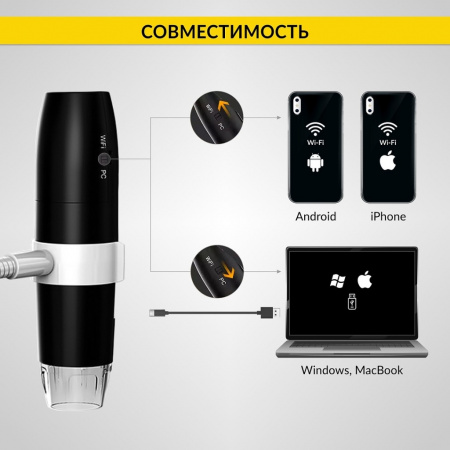 ICartool Микроскоп цифровой WIFI/USB, 2Мп, 1000X, 1920x1080