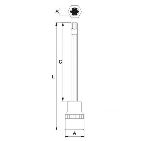 JTC Бита-головка 1/2" TORX T40х200 мм длинная 