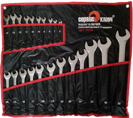 СЕРВИС КЛЮЧ Набор ключей 22 предмета (6-19,21,22,24,27,30,32) ИНДИЯ