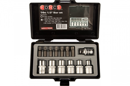 FORCE Набор торцевых головок и вставок 1/2"DR Е-профиль, TORX 14пр.