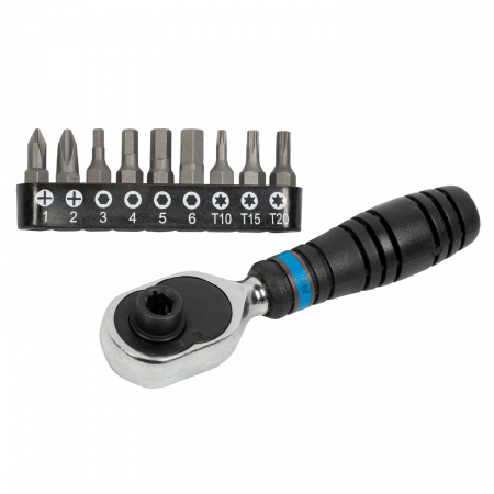 KING TONY Набор вставок (бит) с трещоткой 1/4", TORX, HEX, PH, 10 предметов