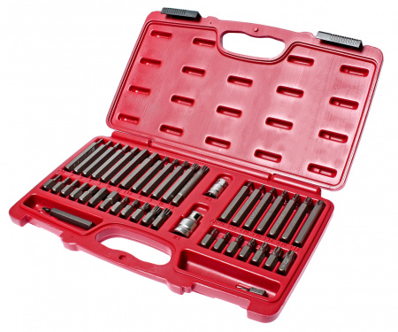 JTC Набор бит 1/2"&3/8" 6-ти гранных HEX, TORX, SPLINE + 2 держателя (кейс) 42 предмета 